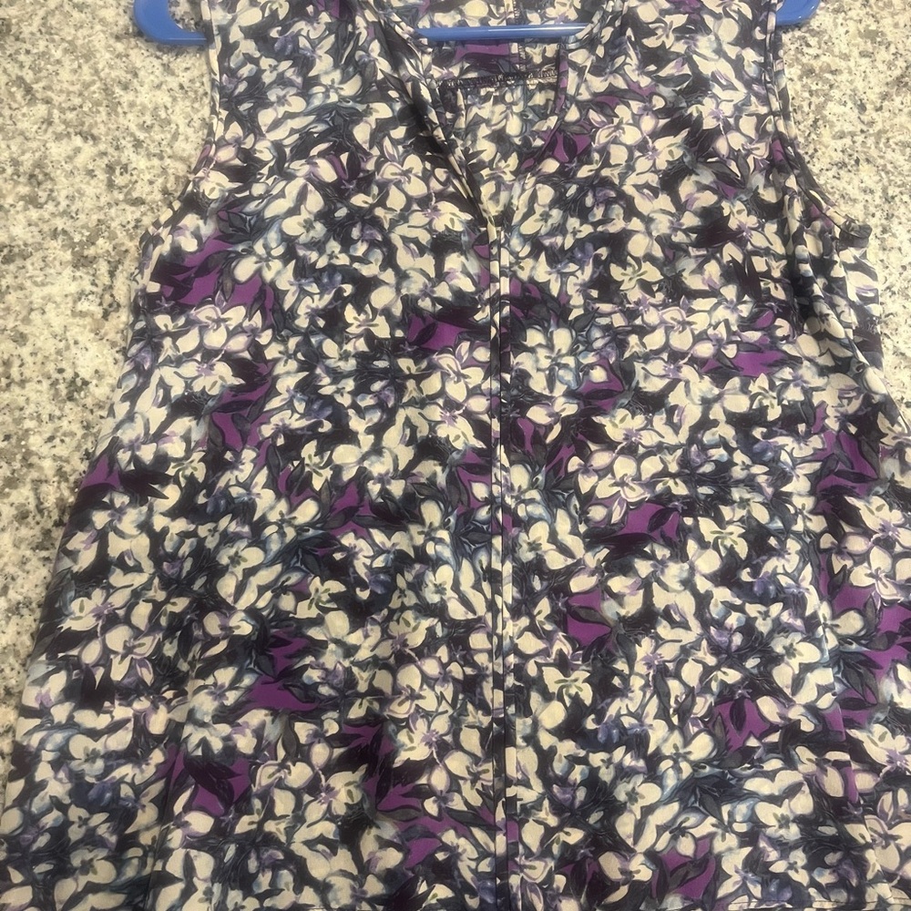 Rebecca Taylor Purple and Cream Floral Blouse